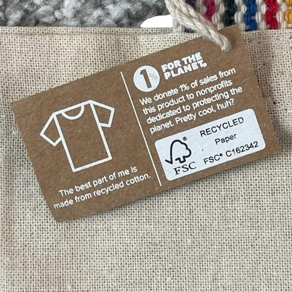 NWT Reusable Tote Bag Shop Second Hand Print Beige Canvas Shopping Shoulder Bag - Picture 6 of 6